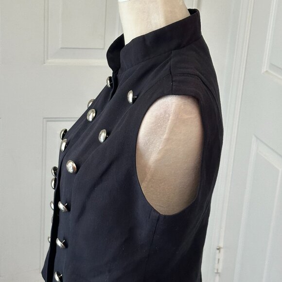 Vintage Scott Taylor Military Vest Rayon & Wool 21 Silver Buttons USA Sz Medium - Picture 7 of 14